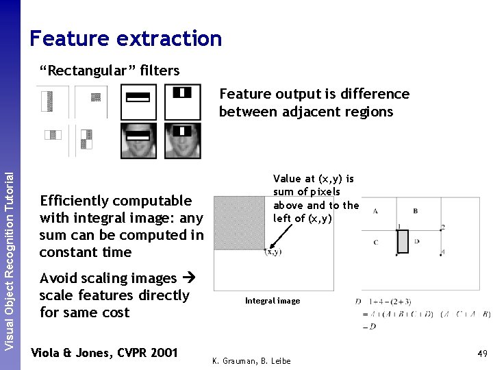 Feature extraction Perceptual and. Recognition Sensory Augmented Visual Object Tutorial Computing “Rectangular” filters Feature