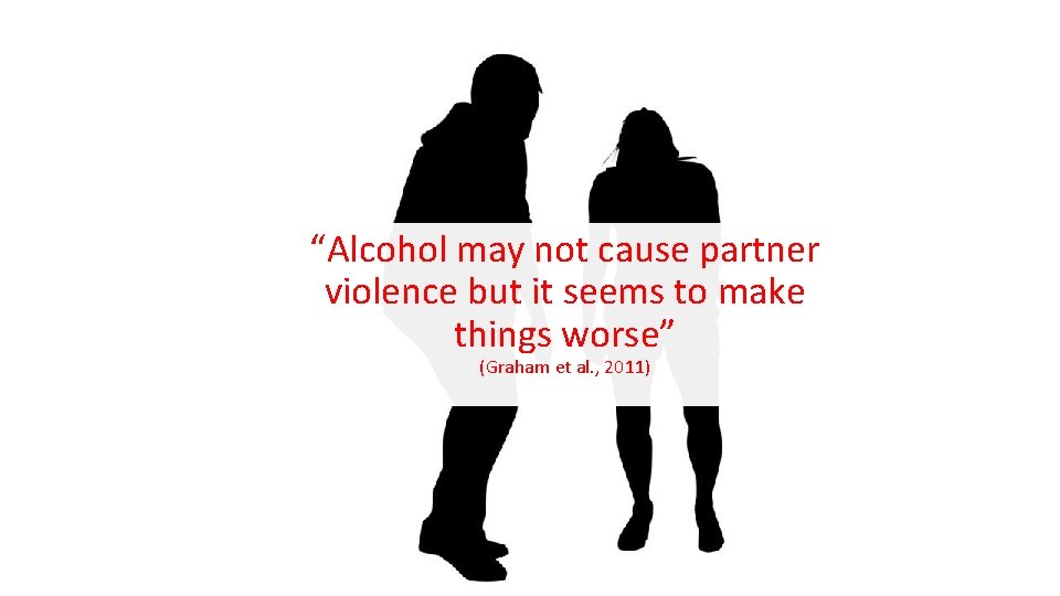 “Alcohol may not cause partner violence but it seems to make things worse” (Graham