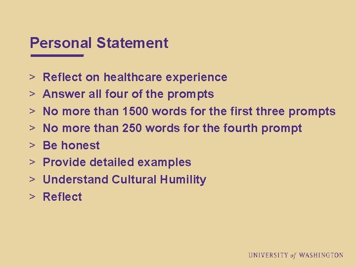Personal Statement > > > > Reflect on healthcare experience Answer all four of