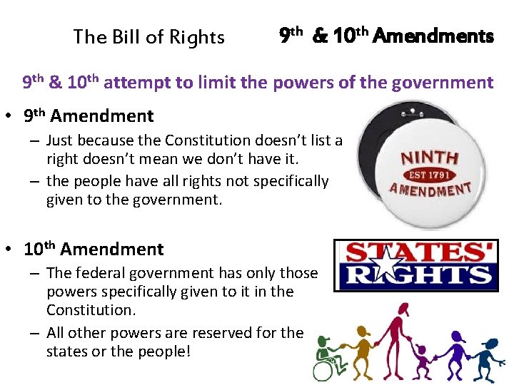 The Bill of Rights 9 th & 10 th Amendments 9 th & 10