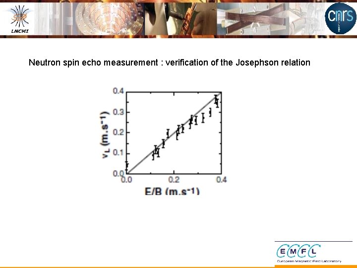 Neutron spin echo measurement : verification of the Josephson relation 