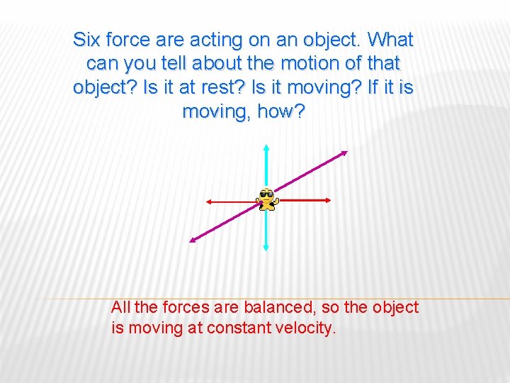 Six force are acting on an object. What can you tell about the motion