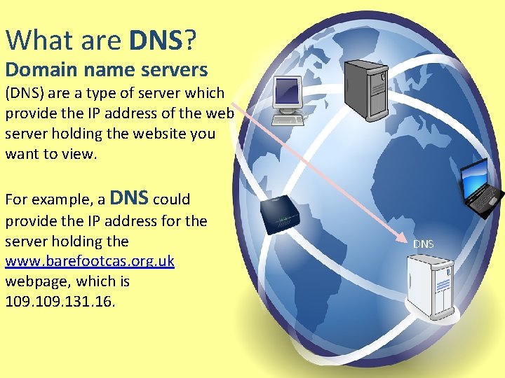 What are DNS? Domain name servers (DNS) are a type of server which provide What are DNS? Domain name servers (DNS) are a type of server which provide