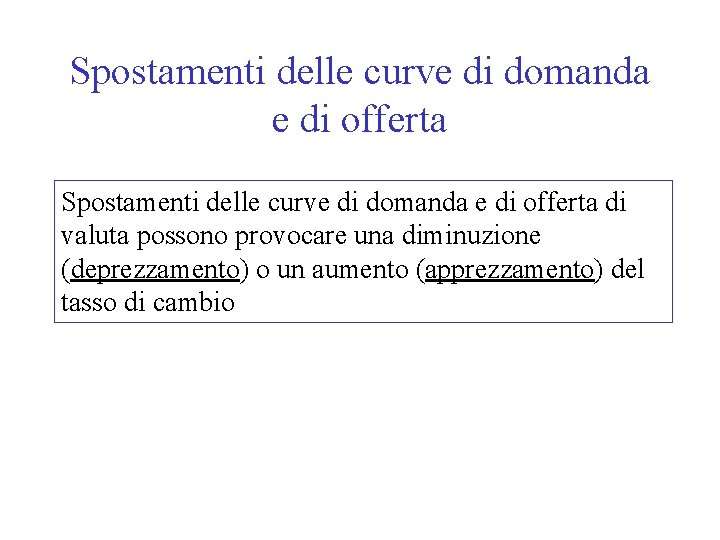 Spostamenti delle curve di domanda e di offerta di valuta possono provocare una diminuzione