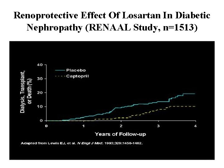 Renoprotective Effect Of Losartan In Diabetic Nephropathy (RENAAL Study, n=1513) 