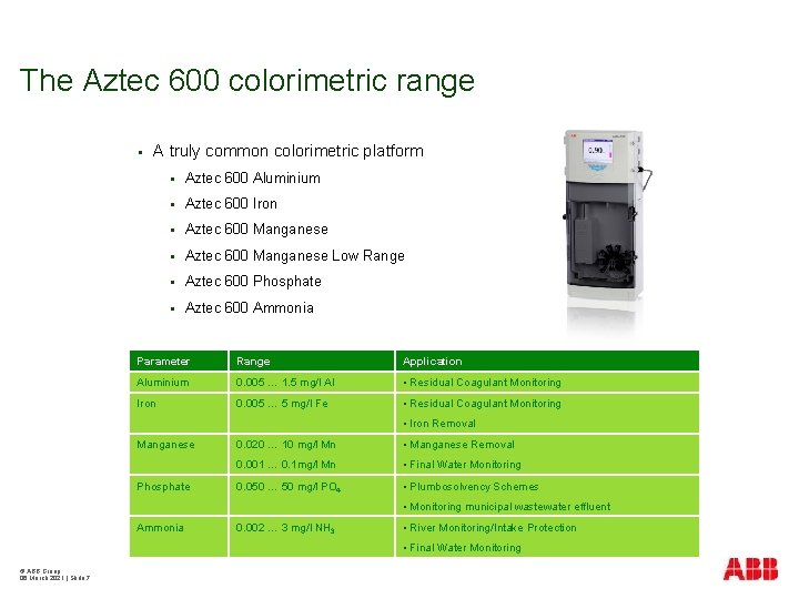 The Aztec 600 colorimetric range § A truly common colorimetric platform § Aztec 600