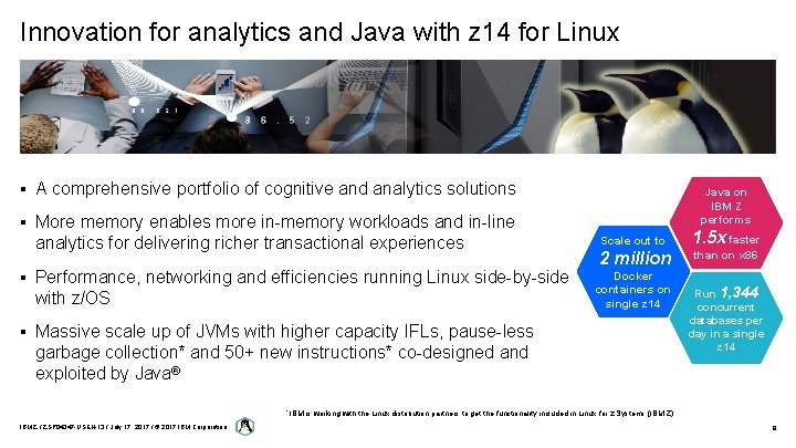 Innovation for analytics and Java with z 14 for Linux § A comprehensive portfolio