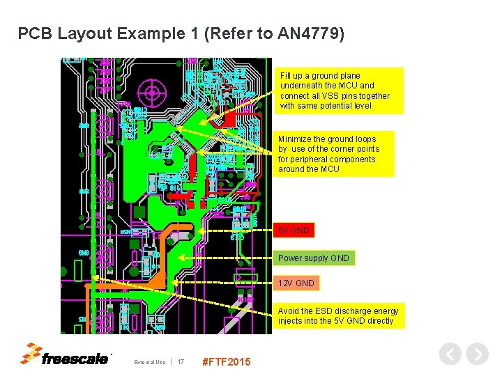 PCB Layout Example 1 (Refer to AN 4779) Fill up a ground plane underneath