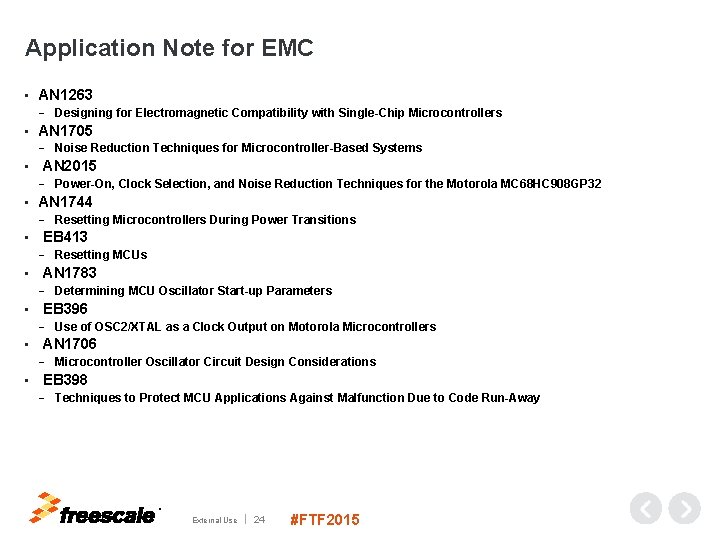 Application Note for EMC • AN 1263 − • AN 1705 − • Use