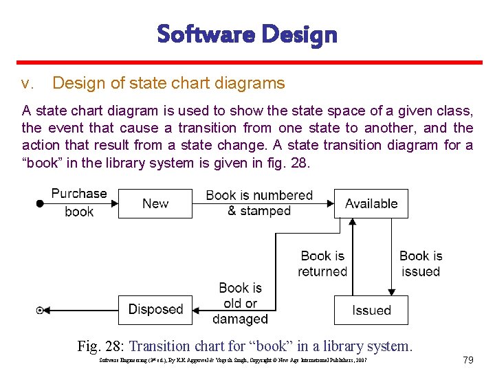 Software Design v. Design of state chart diagrams A state chart diagram is used