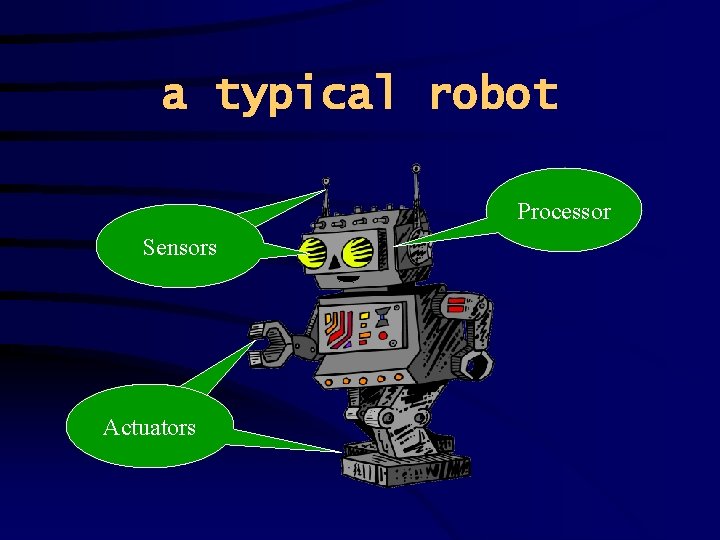 a typical robot Processor Sensors Actuators Sensors 