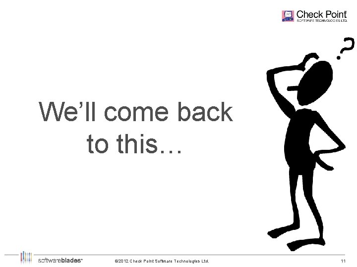 We’ll come back to this… © 2012 Check Point Software Technologies Ltd. 11 11