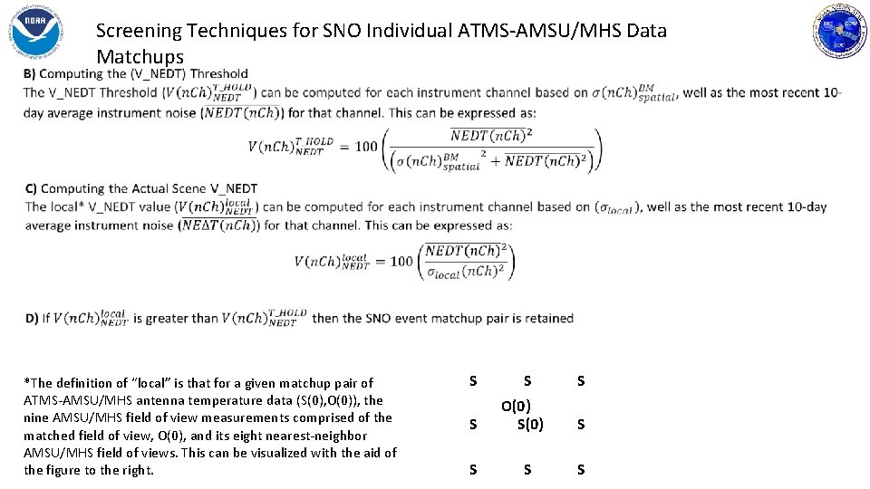  Screening Techniques for SNO Individual ATMS-AMSU/MHS Data Matchups *The definition of “local” is