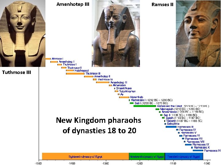 Amenhotep III Tuthmose III New Kingdom pharaohs of dynasties 18 to 20 Ramses II