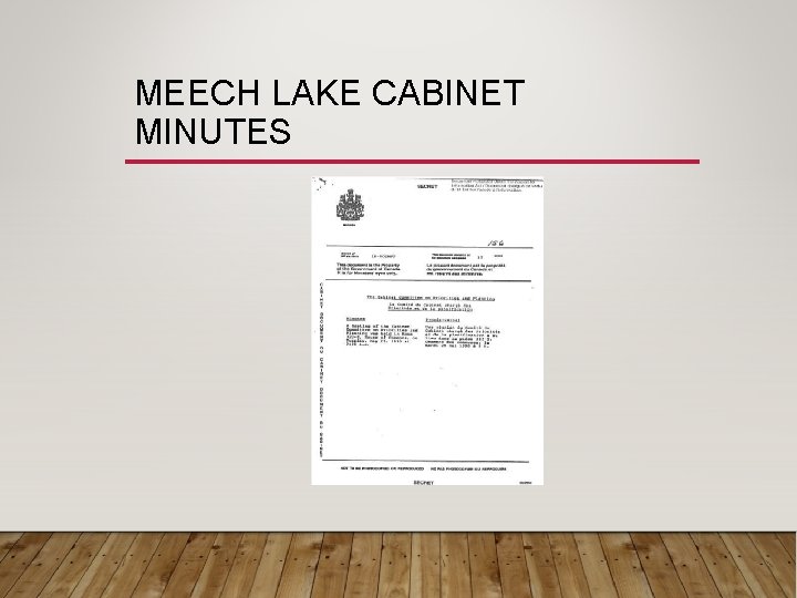 MEECH LAKE CABINET MINUTES 