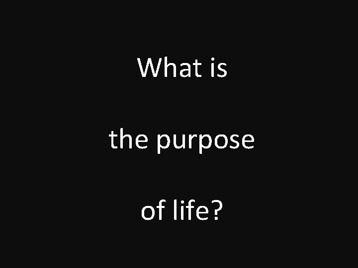 What is the purpose of life? 