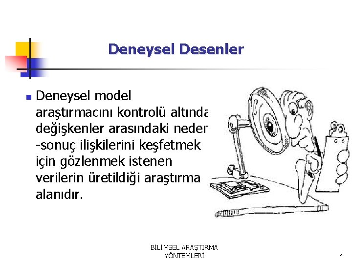 Deneysel Desenler n Deneysel model araştırmacını kontrolü altında değişkenler arasındaki neden -sonuç ilişkilerini keşfetmek Deneysel Desenler n Deneysel model araştırmacını kontrolü altında değişkenler arasındaki neden -sonuç ilişkilerini keşfetmek