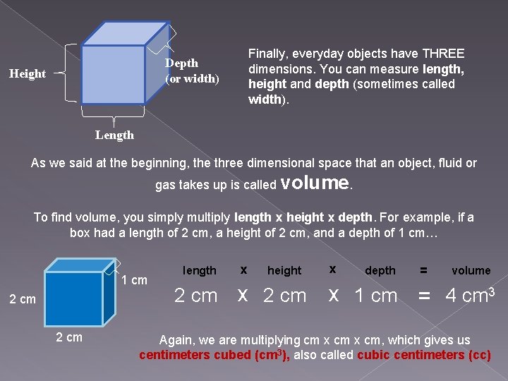 Finally, everyday objects have THREE dimensions. You can measure length, height and depth (sometimes