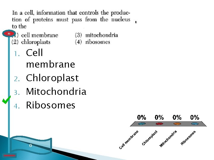 Enter question text. . . 30 1. 2. 3. 4. Cell membrane Chloroplast Mitochondria