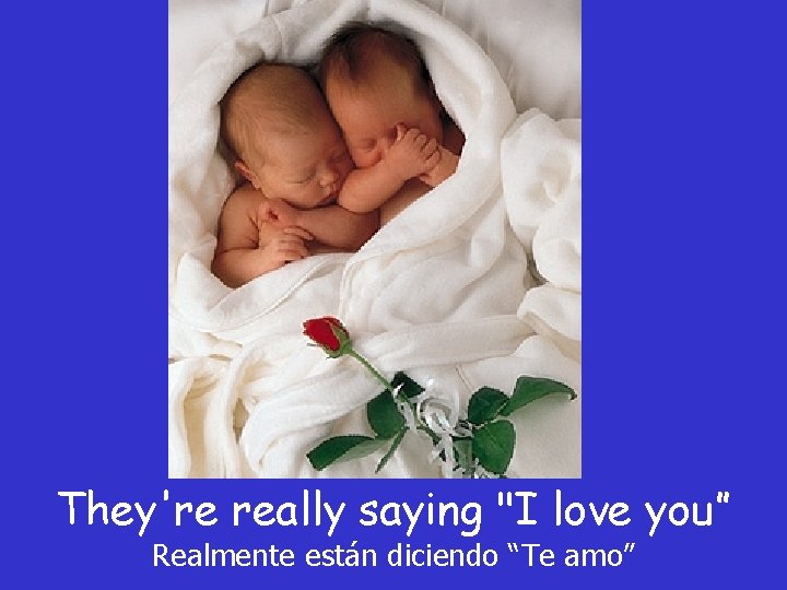 They're really saying "I love you” Realmente están diciendo “Te amo” They're really saying "I love you” Realmente están diciendo “Te amo”