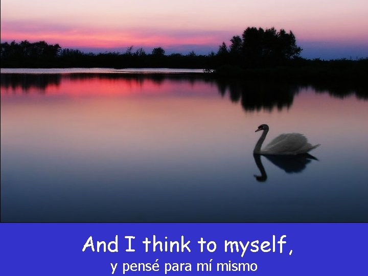 And I think to myself, y pensé para mí mismo And I think to myself, y pensé para mí mismo
