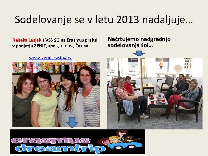 Sodelovanje se v letu 2013 nadaljuje… Rebeka Lesjak z VSŠ SG na Erasmus praksi Sodelovanje se v letu 2013 nadaljuje… Rebeka Lesjak z VSŠ SG na Erasmus praksi