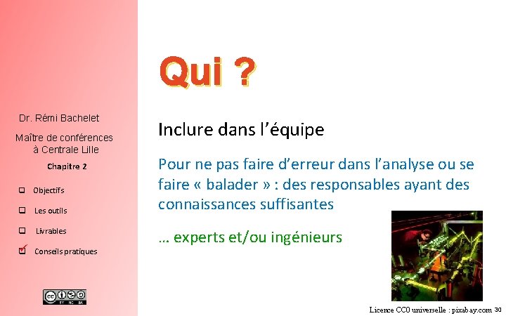 Qui ? Dr. Rémi Bachelet Maître de conférences à Centrale Lille Chapitre 2 q
