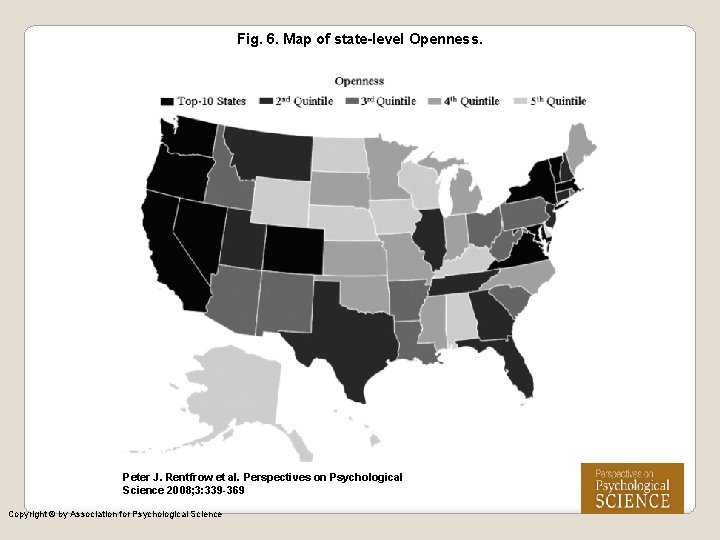 Fig. 6. Map of state-level Openness. Peter J. Rentfrow et al. Perspectives on Psychological