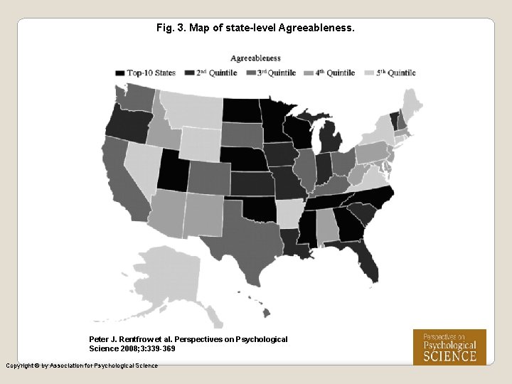 Fig. 3. Map of state-level Agreeableness. Peter J. Rentfrow et al. Perspectives on Psychological
