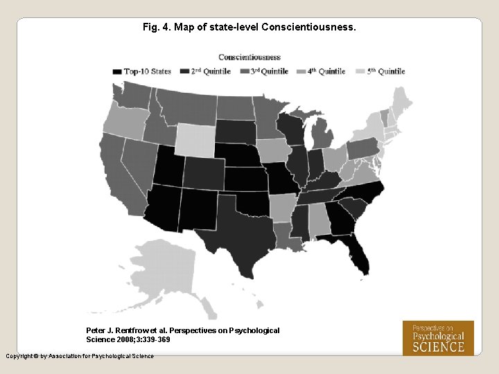 Fig. 4. Map of state-level Conscientiousness. Peter J. Rentfrow et al. Perspectives on Psychological