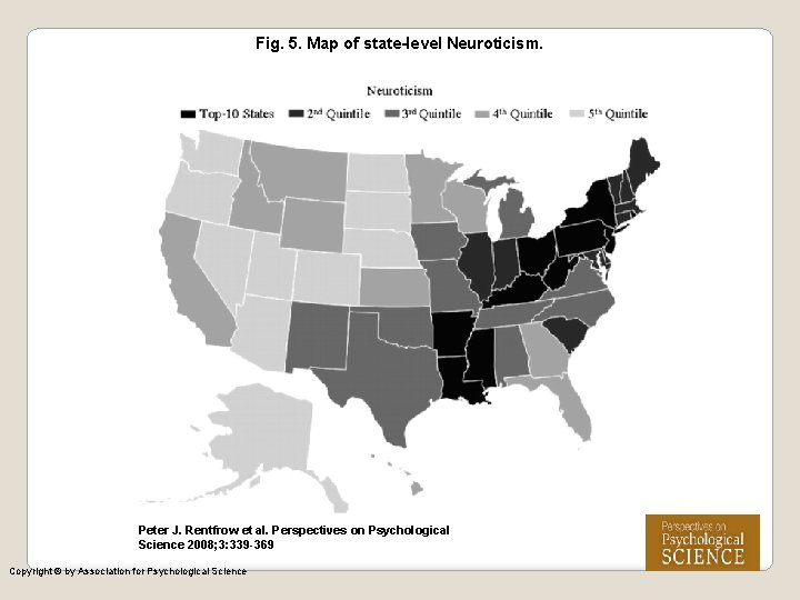 Fig. 5. Map of state-level Neuroticism. Peter J. Rentfrow et al. Perspectives on Psychological