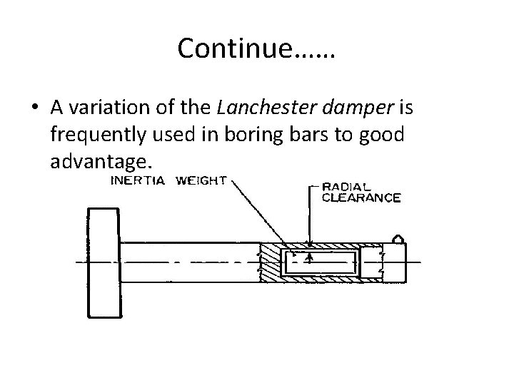 Continue…… • A variation of the Lanchester damper is frequently used in boring bars
