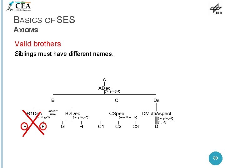 BASICS OF SES AXIOMS Valid brothers Siblings must have different names. 30 