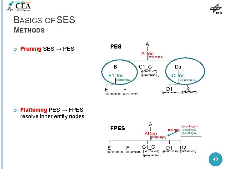 BASICS OF SES METHODS Pruning SES → PES Flattening PES → FPES resolve inner