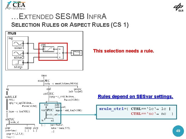 …EXTENDED SES/MB INFRA SELECTION RULES OR ASPECT RULES (CS 1) mus ctrl This selection