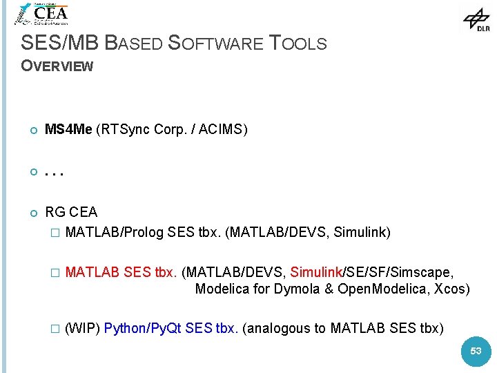 SES/MB BASED SOFTWARE TOOLS OVERVIEW MS 4 Me (RTSync Corp. / ACIMS) . .