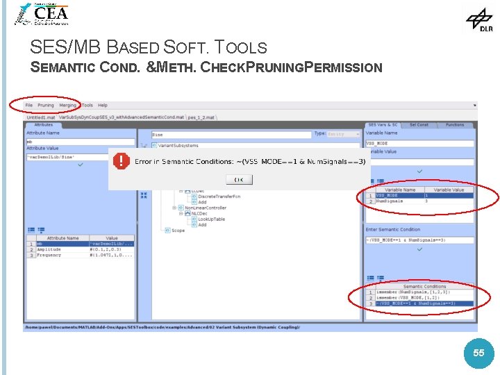 SES/MB BASED SOFT. TOOLS SEMANTIC COND. &METH. CHECKPRUNINGPERMISSION 55 