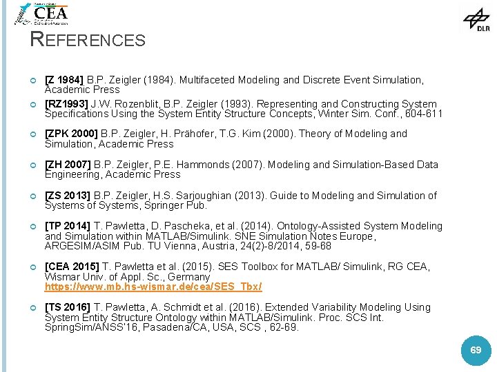 REFERENCES [Z 1984] B. P. Zeigler (1984). Multifaceted Modeling and Discrete Event Simulation, Academic