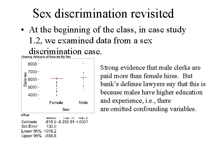 Sex discrimination revisited • At the beginning of the class, in case study 1.