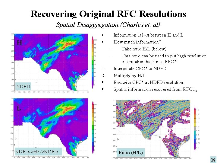 Recovering Original RFC Resolutions Daily RFC precip Spatial Disaggregation (Charles et. al) H NDFD