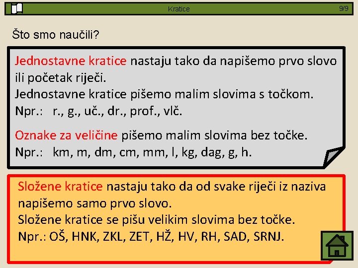 Kratice Što smo naučili? Jednostavne kratice nastaju tako da napišemo prvo slovo ili početak