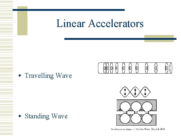 Linear Accelerators w Travelling Wave w Standing Wave 