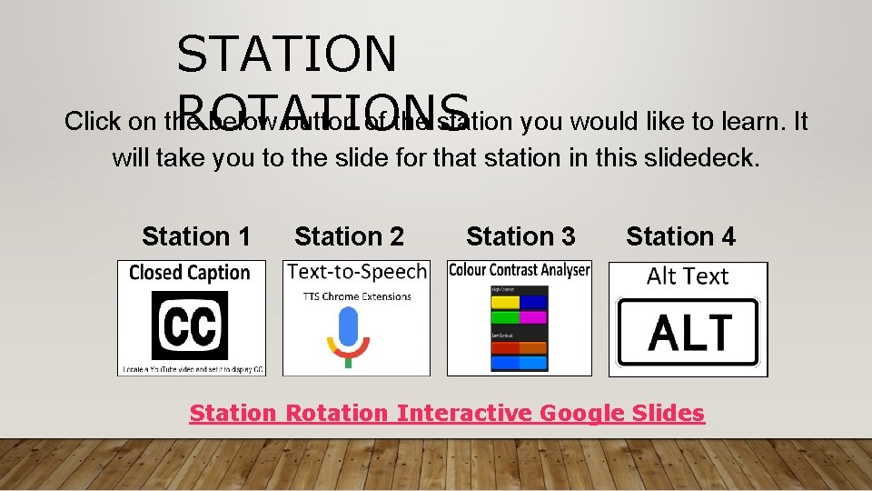 STATION ROTATIONS Click on the below button of the station you would like to