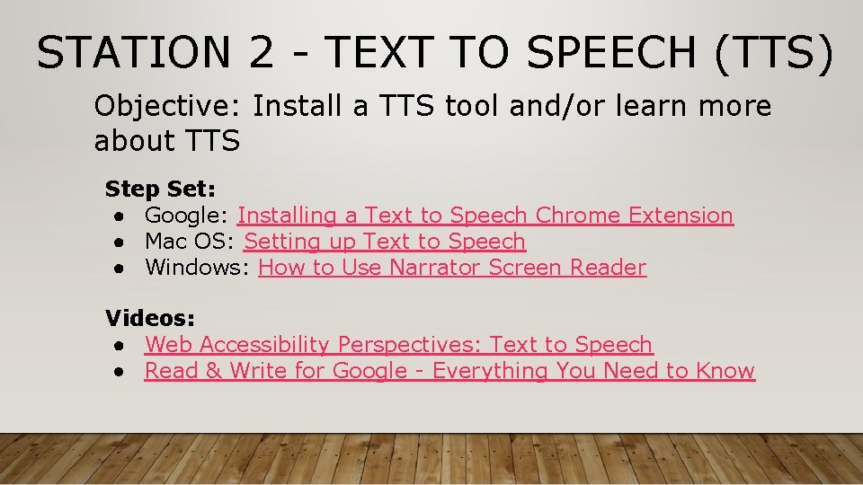 STATION 2 - TEXT TO SPEECH (TTS) Objective: Install a TTS tool and/or learn