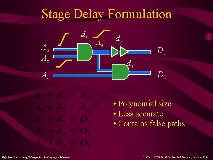 Stage Delay Formulation d 1 Aa Ab Ac Ae d 2 D 1 d
