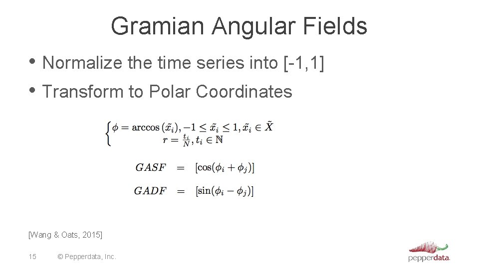 Gramian Angular Fields • Normalize the time series into [-1, 1] • Transform to