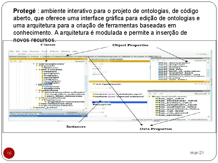 Protegé : ambiente interativo para o projeto de ontologias, de código aberto, que oferece