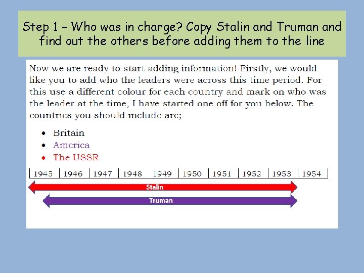 Step 1 – Who was in charge? Copy Stalin and Truman and find out