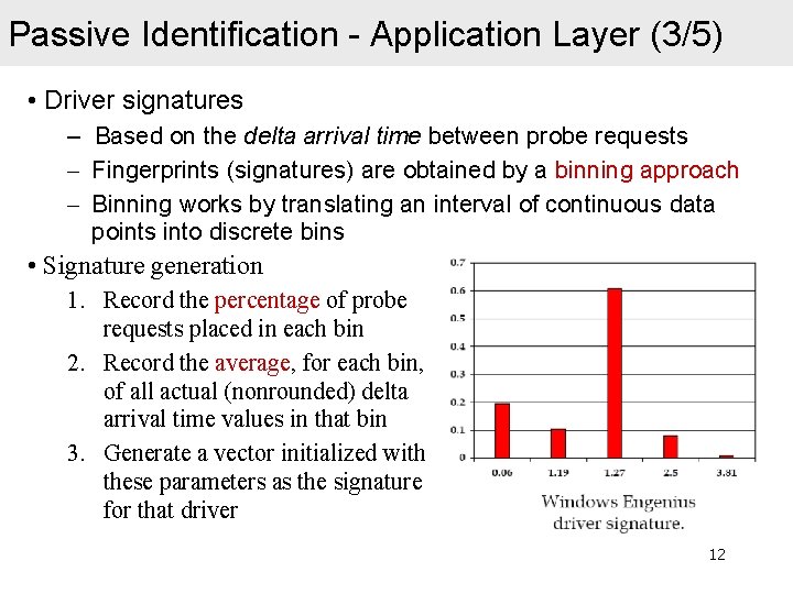Passive Identification - Application Layer (3/5) • Driver signatures – Based on the delta