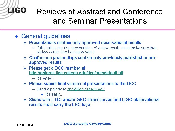 Reviews of Abstract and Conference and Seminar Presentations l General guidelines » Presentations contain